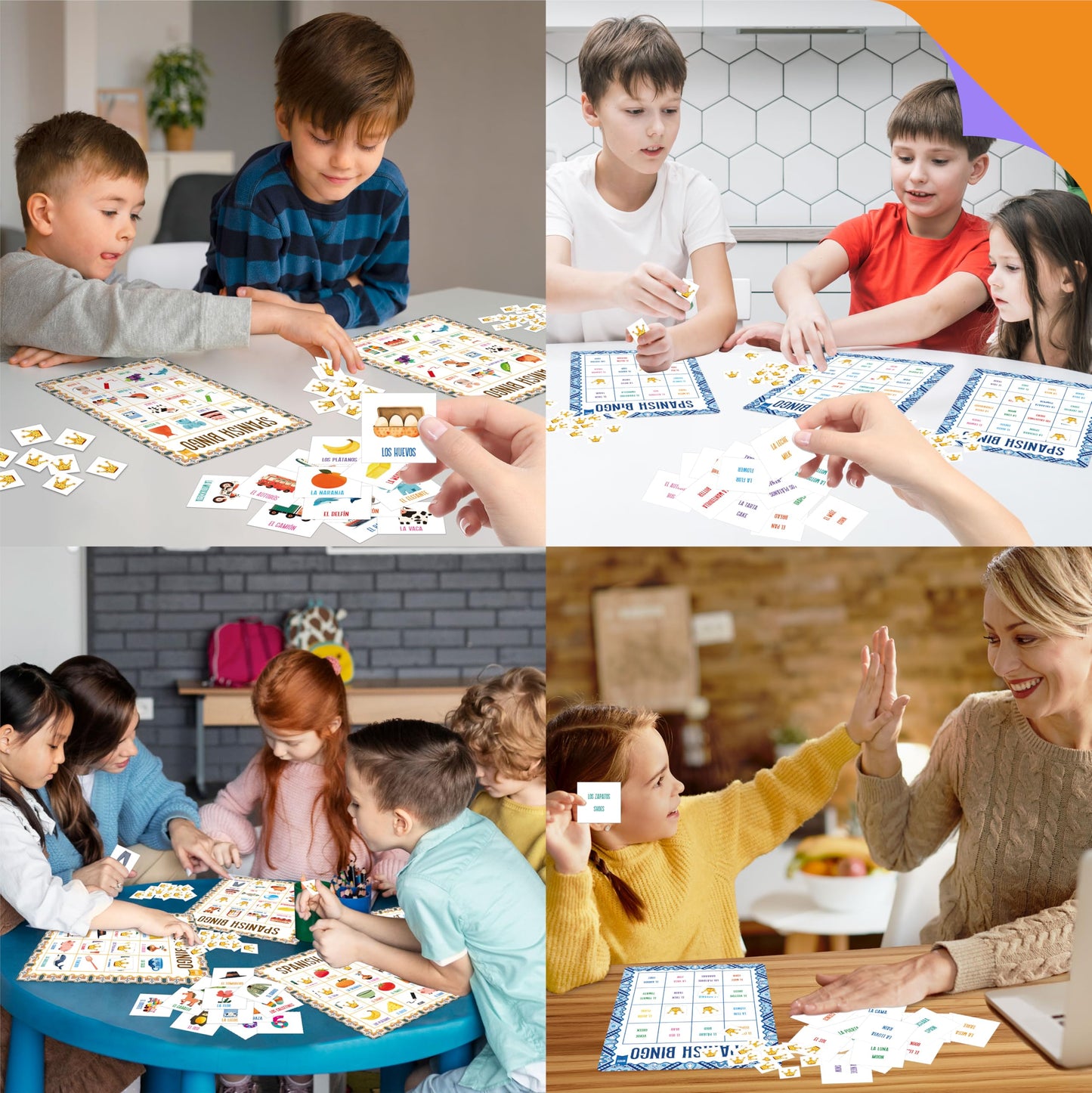 SpriteGru Spanish Bingo Game – 25 Boards for Spanish Vocabulary | Bilingual Word Bingo for Ages 5+