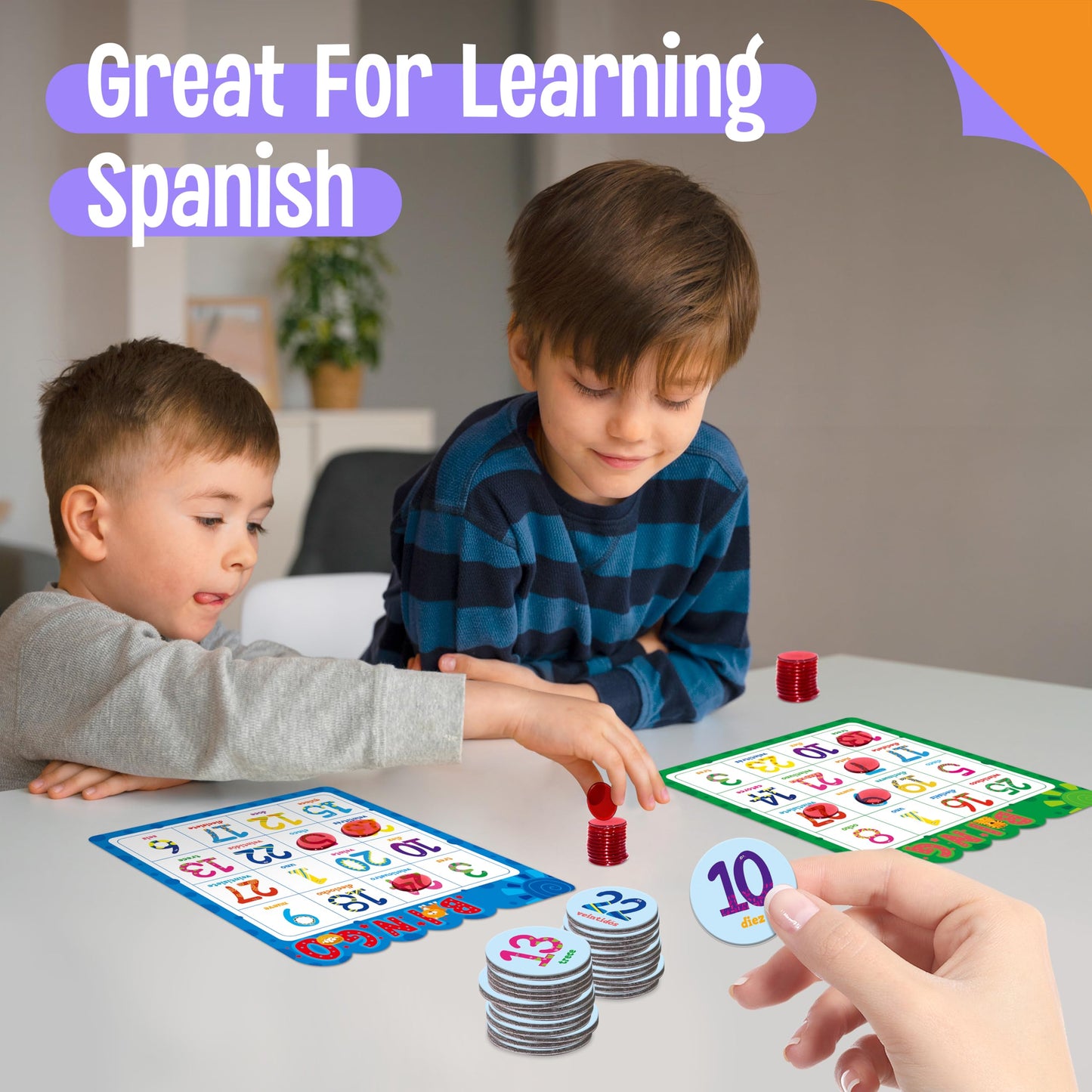 SpriteGru Spanish Bingo Game – 12 Boards, Letters, Numbers & Words (Ages 4+)