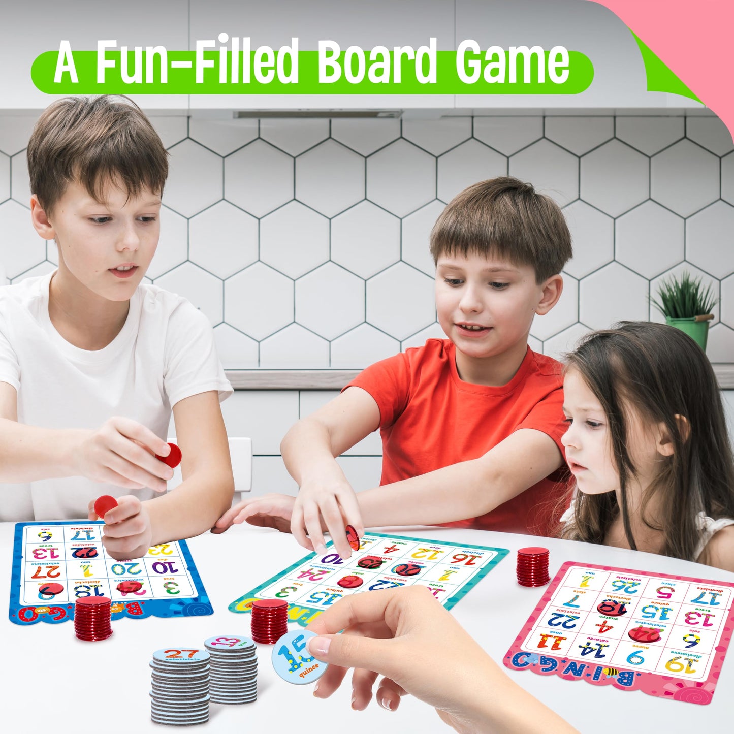 SpriteGru Spanish Bingo Game – 12 Boards, Letters, Numbers & Words (Ages 4+)