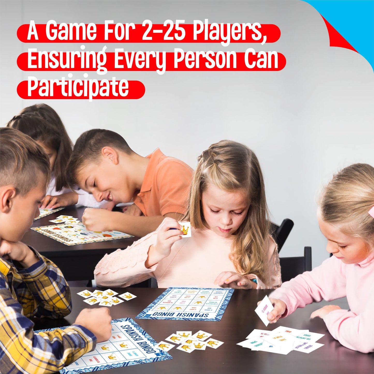 SpriteGru Spanish Bingo Game – 25 Boards for Spanish Vocabulary | Bilingual Word Bingo for Ages 5+
