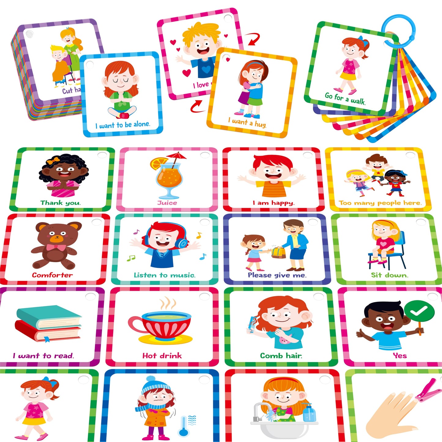SpriteGru Special Needs Communication Cards - 40 Double-Sided Visual Aids for Autism & Speech Delay