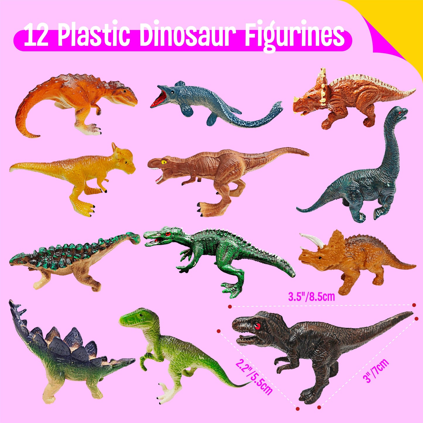 SpriteGru 12 Dinosaur Figurines — Imaginative Preschool Playset