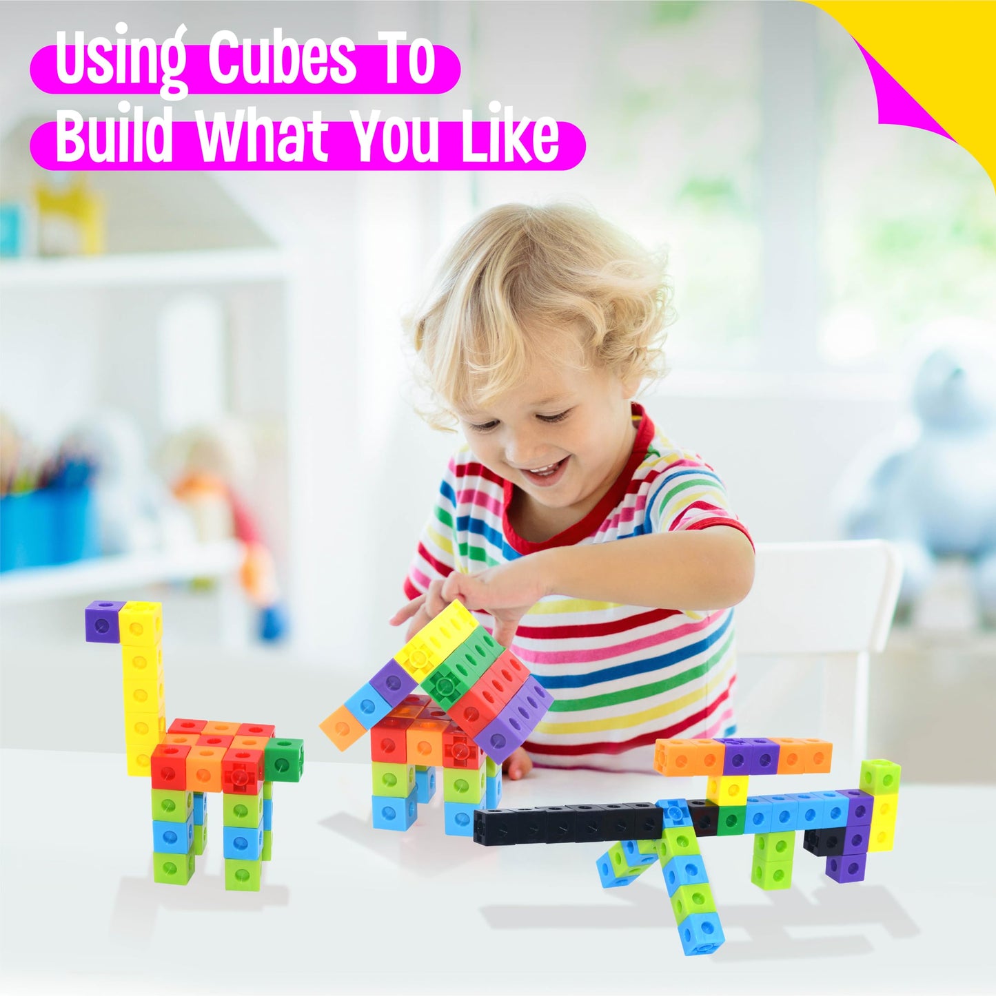 SpriteGru Math Linking Cubes – 100 Colorful Blocks for Early Math & STEM