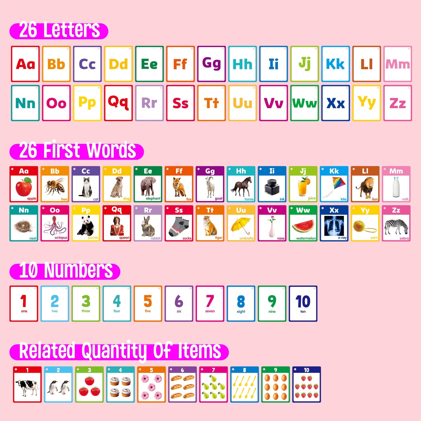 SpriteGru Alphabet & Number Flashcards — 36 Double-Sided Cards for Preschool