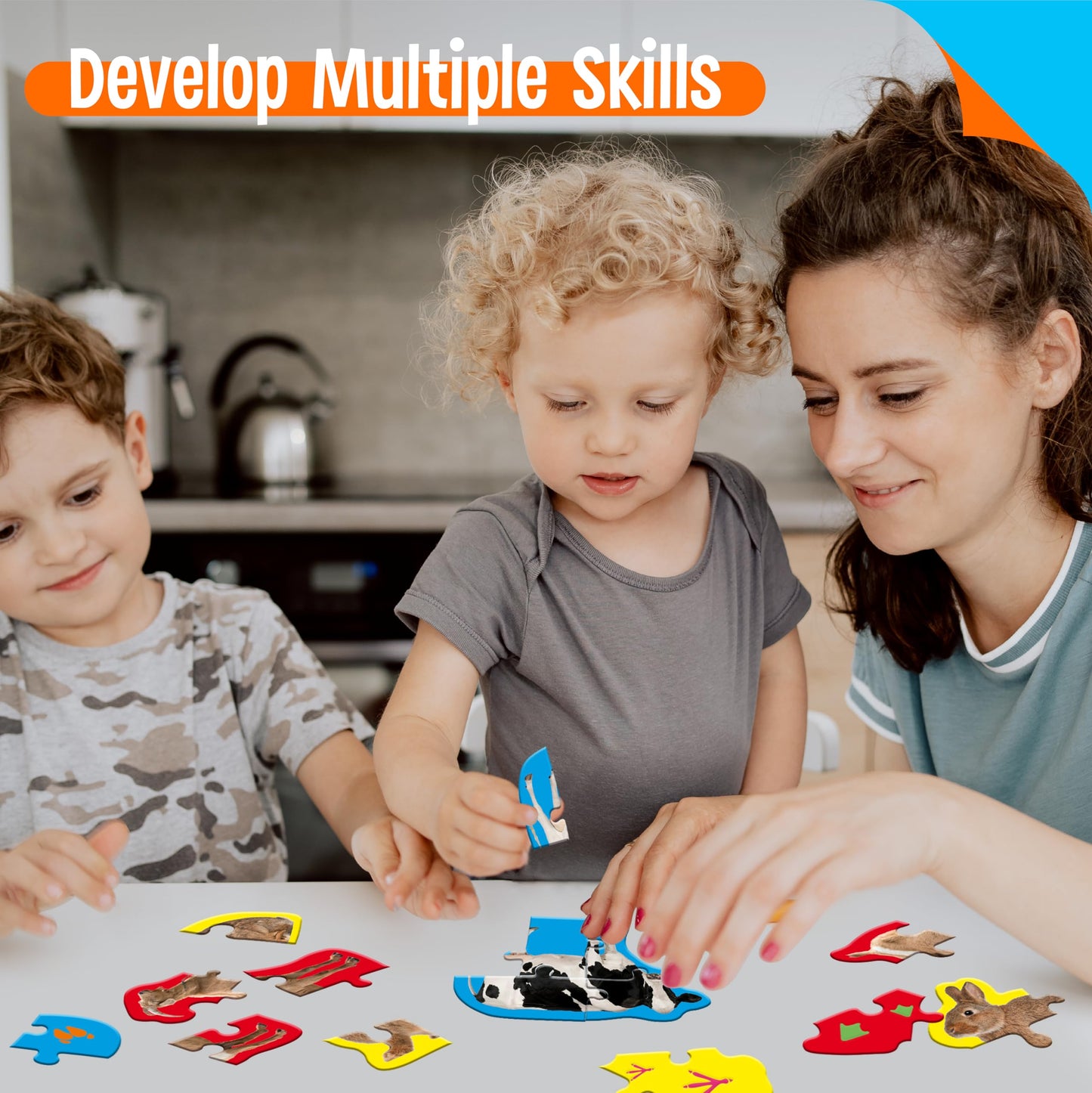 SpriteGru 12-Pack Realistic Farm Animal Puzzles – Step-by-Step 48-Piece Jigsaws for Beginners (Ages 3+)