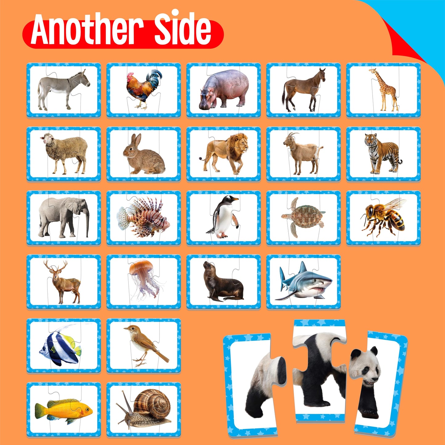 SpriteGru 48 Animal Matching Puzzles with Error-Correction - 3-Piece Self-Correcting Game for Toddlers