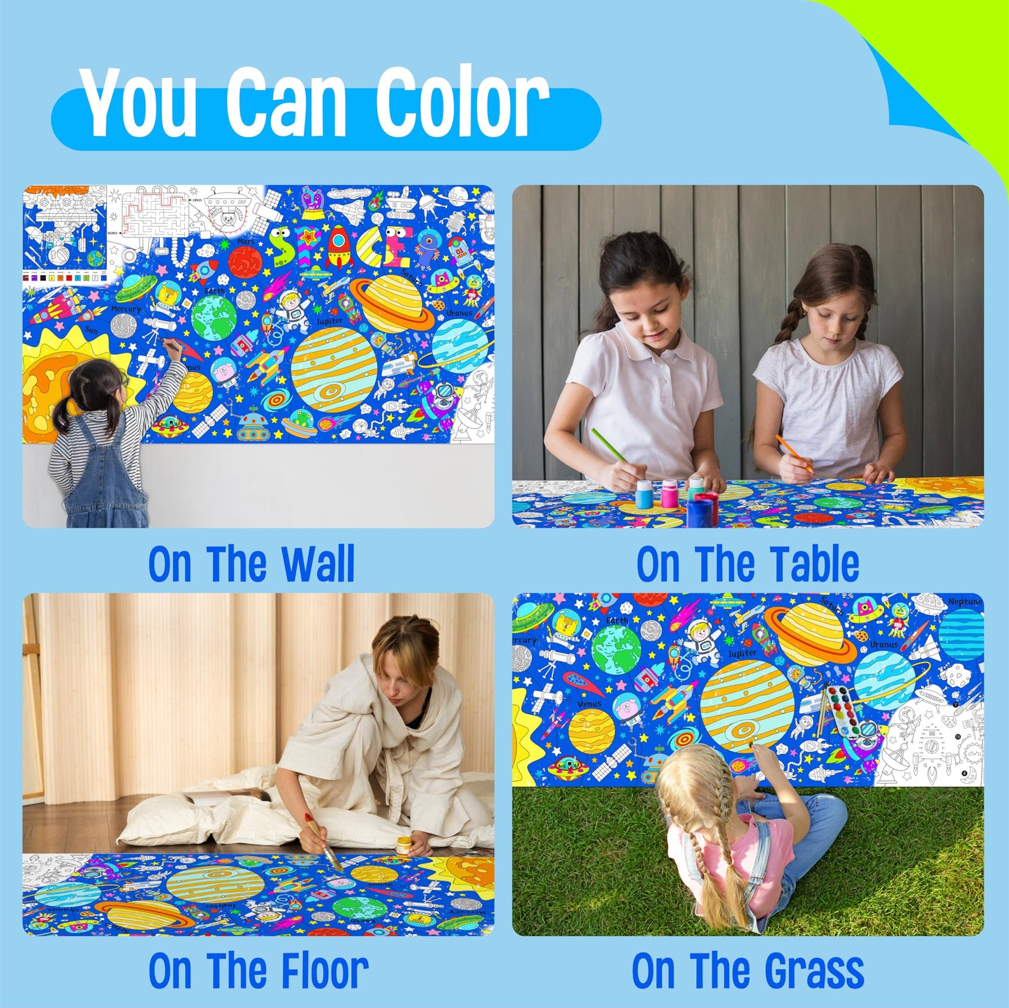 SpriteGru Universe Coloring Poster – 75in x 31in Jumbo Space Poster for Classrooms & Home