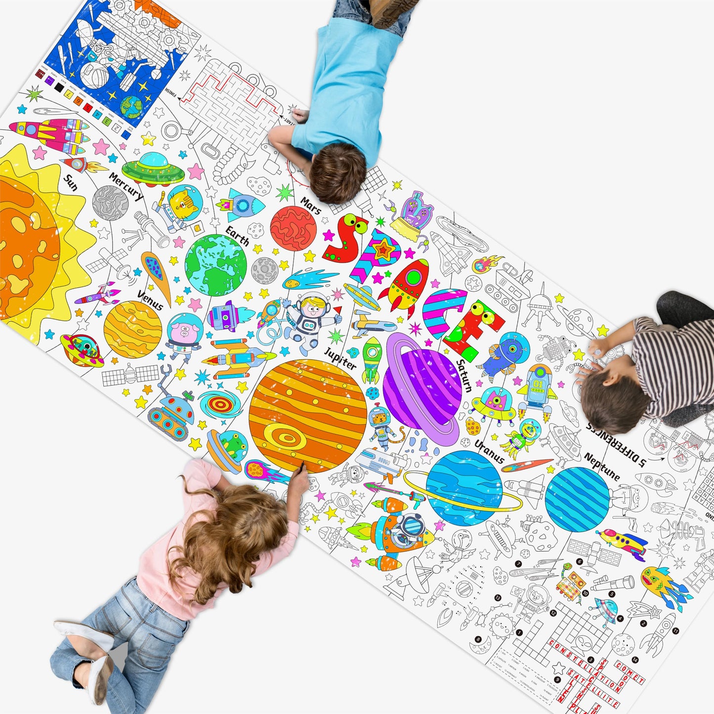 SpriteGru Universe Coloring Poster – 75in x 31in Jumbo Space Poster for Classrooms & Home