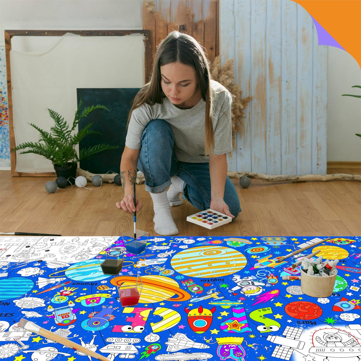 SpriteGru Universe Coloring Poster – 75in x 31in Jumbo Space Poster for Classrooms & Home