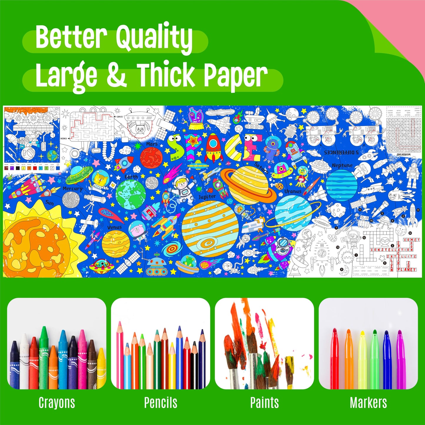 SpriteGru Universe Coloring Poster – 75in x 31in Jumbo Space Poster for Classrooms & Home