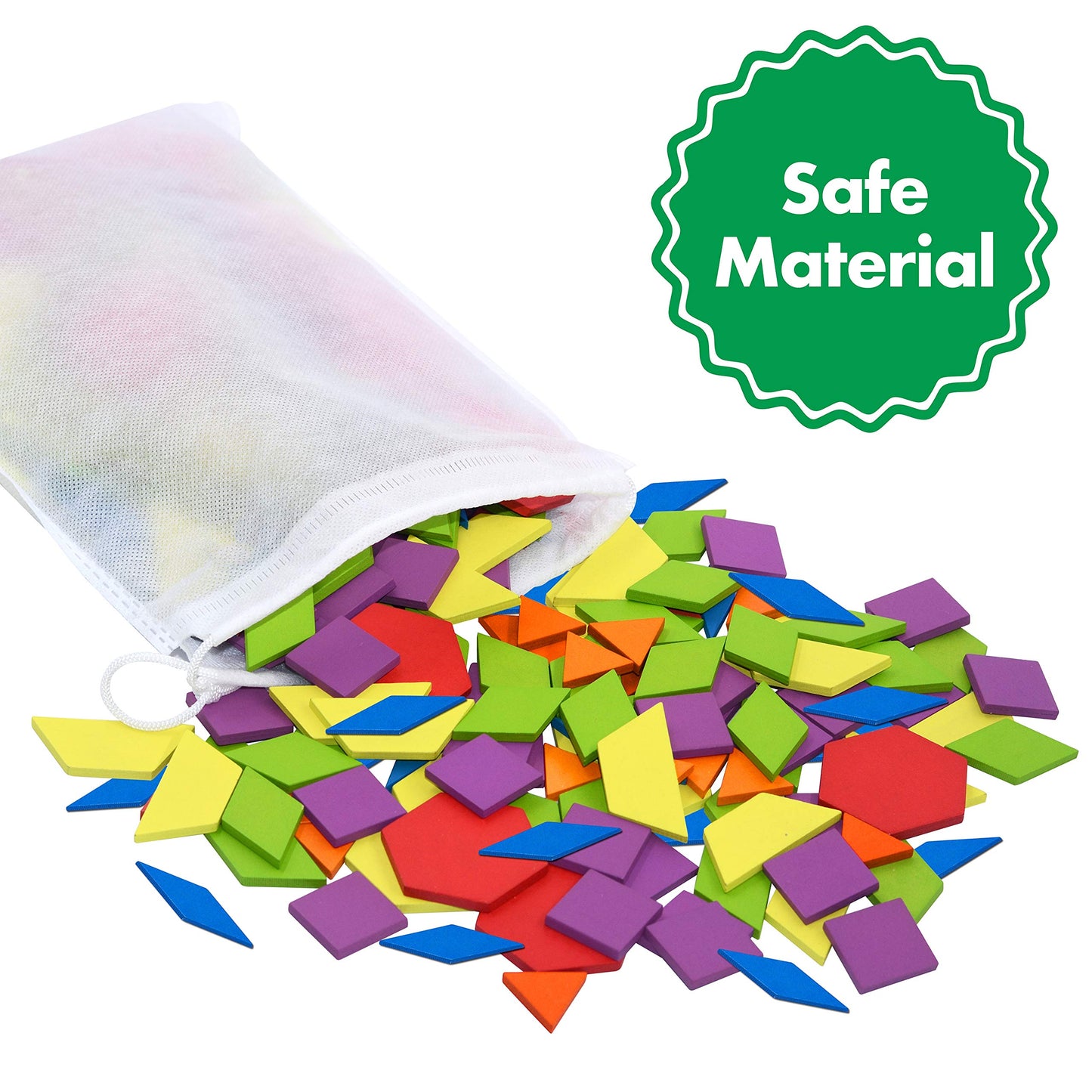 SpriteGru 300-Piece Wooden Pattern Blocks Set for Kids – 24 Double-Sided Cards (48 Patterns), Storage Bag & Gift Box