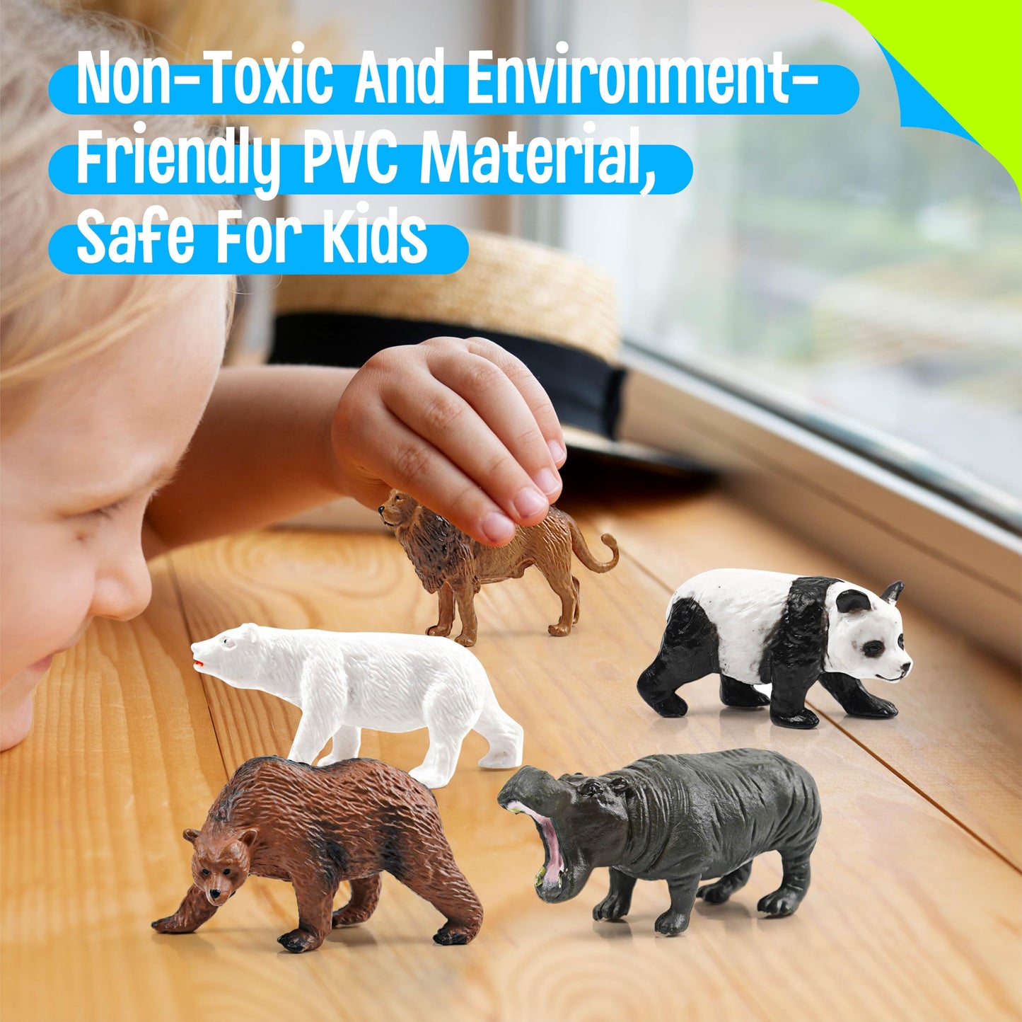SpriteGru 15 Wild Animal Figurines — Educational Safari Toys for Kids