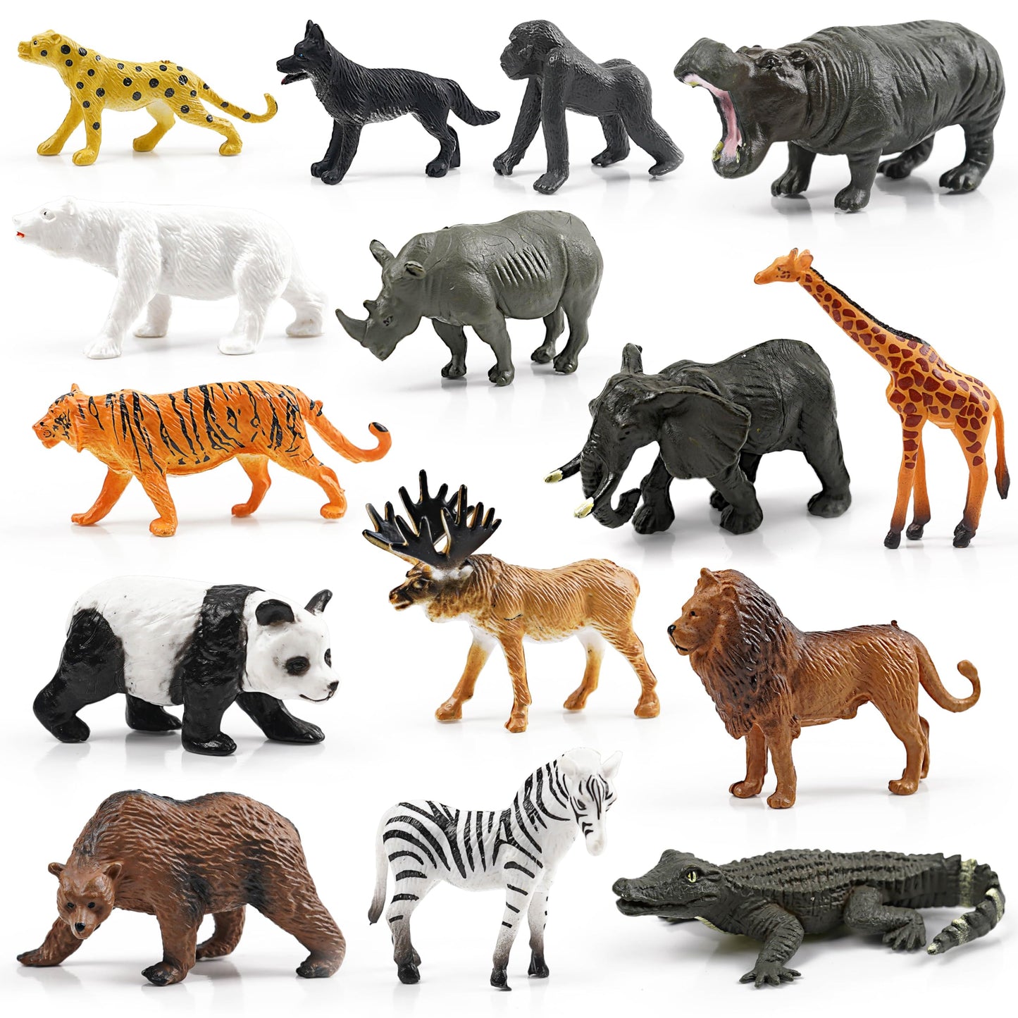 SpriteGru 15 Wild Animal Figurines — Educational Safari Toys for Kids