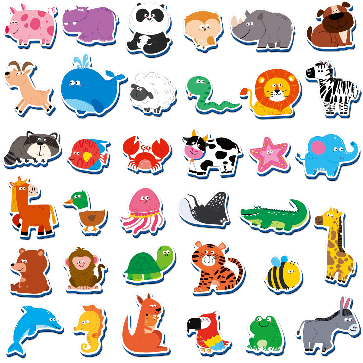 SpriteGru 35 Pcs Animal Magnets – Adorable Fridge Toys for Kids 3+ | Wild, Marine & Farm Animals
