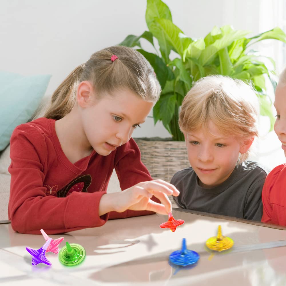 SPRMUD Children Acrylic Spinning Tops - 24 Colorful Gem Tops
