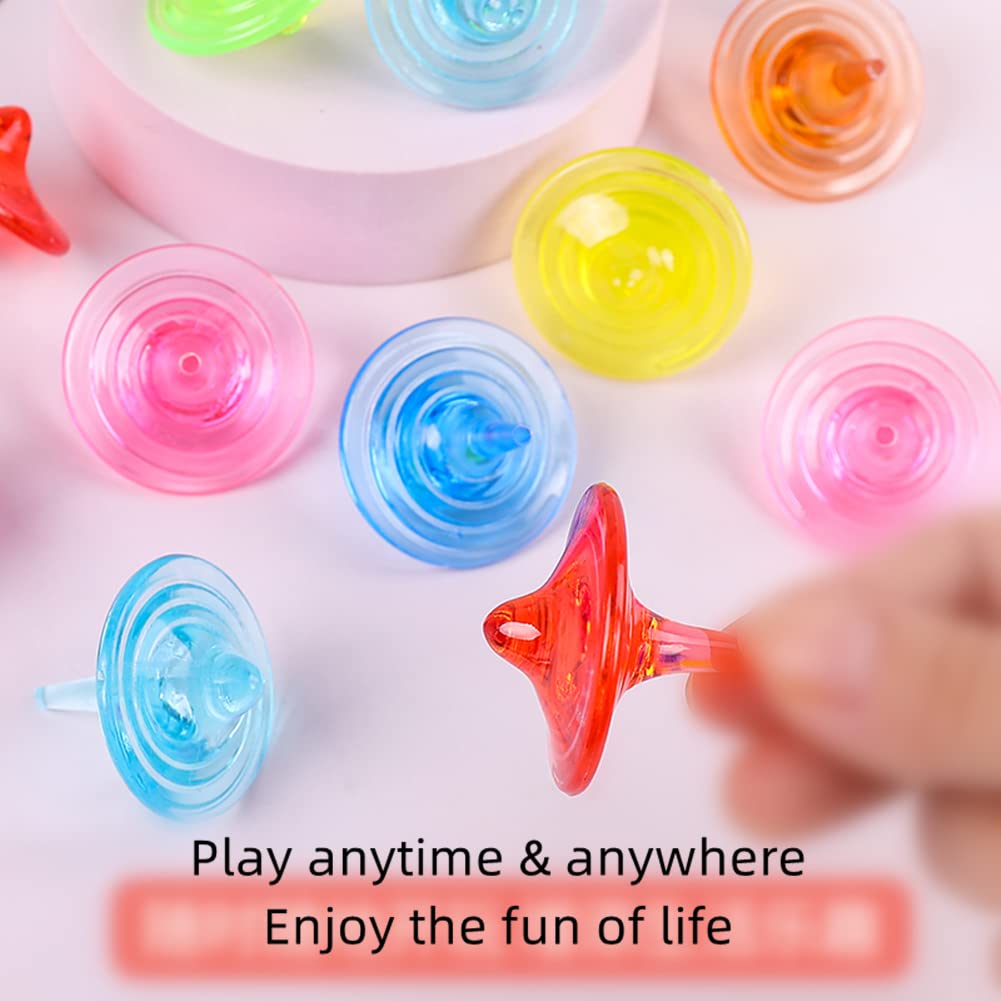 SPRMUD Children Acrylic Spinning Tops - 24 Colorful Gem Tops