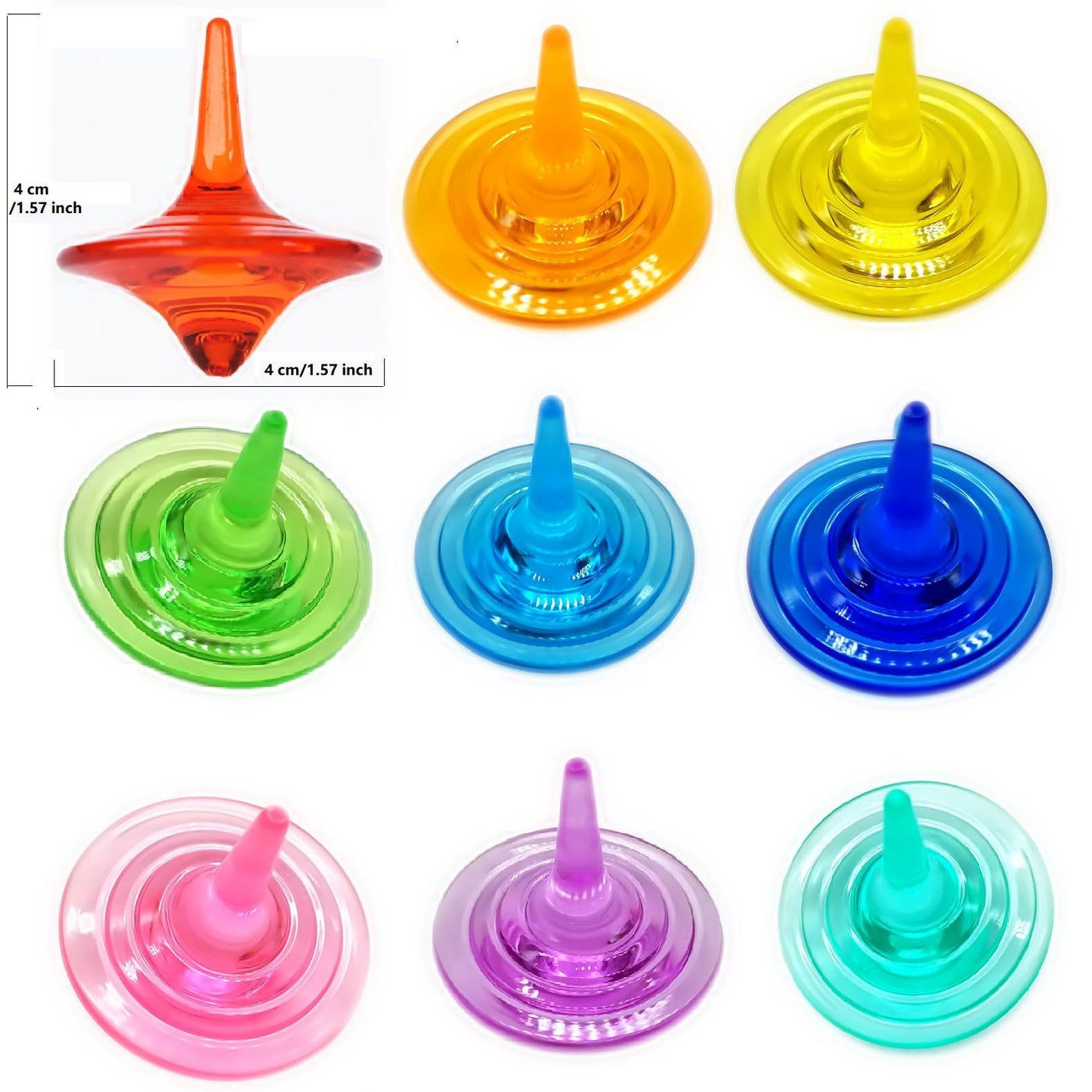 SPRMUD Children Acrylic Spinning Tops - 24 Colorful Gem Tops