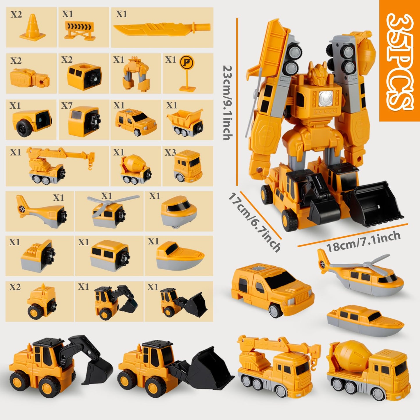 Sprstar Magnetic Transform Engineering Car Set – 35 Pcs with Storage Box