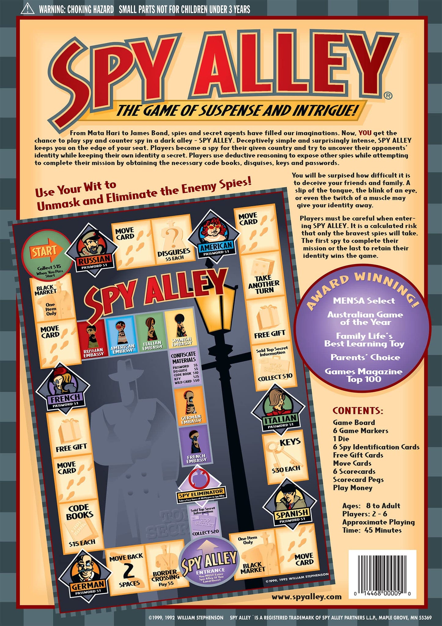 Spy Alley – Mensa Award-Winning Strategy Game | Social Deduction & Bluffing for 2-6 Players