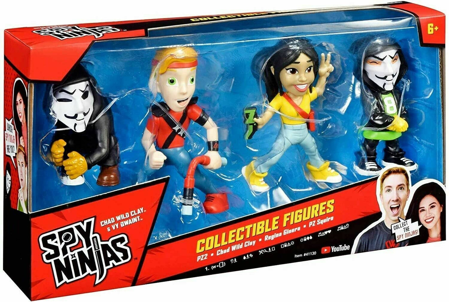 Spy Ninjas Collectible Figure 4-Pack – Chad, Regina, PZ 2 & PZ Squire, Multicolor (41130)