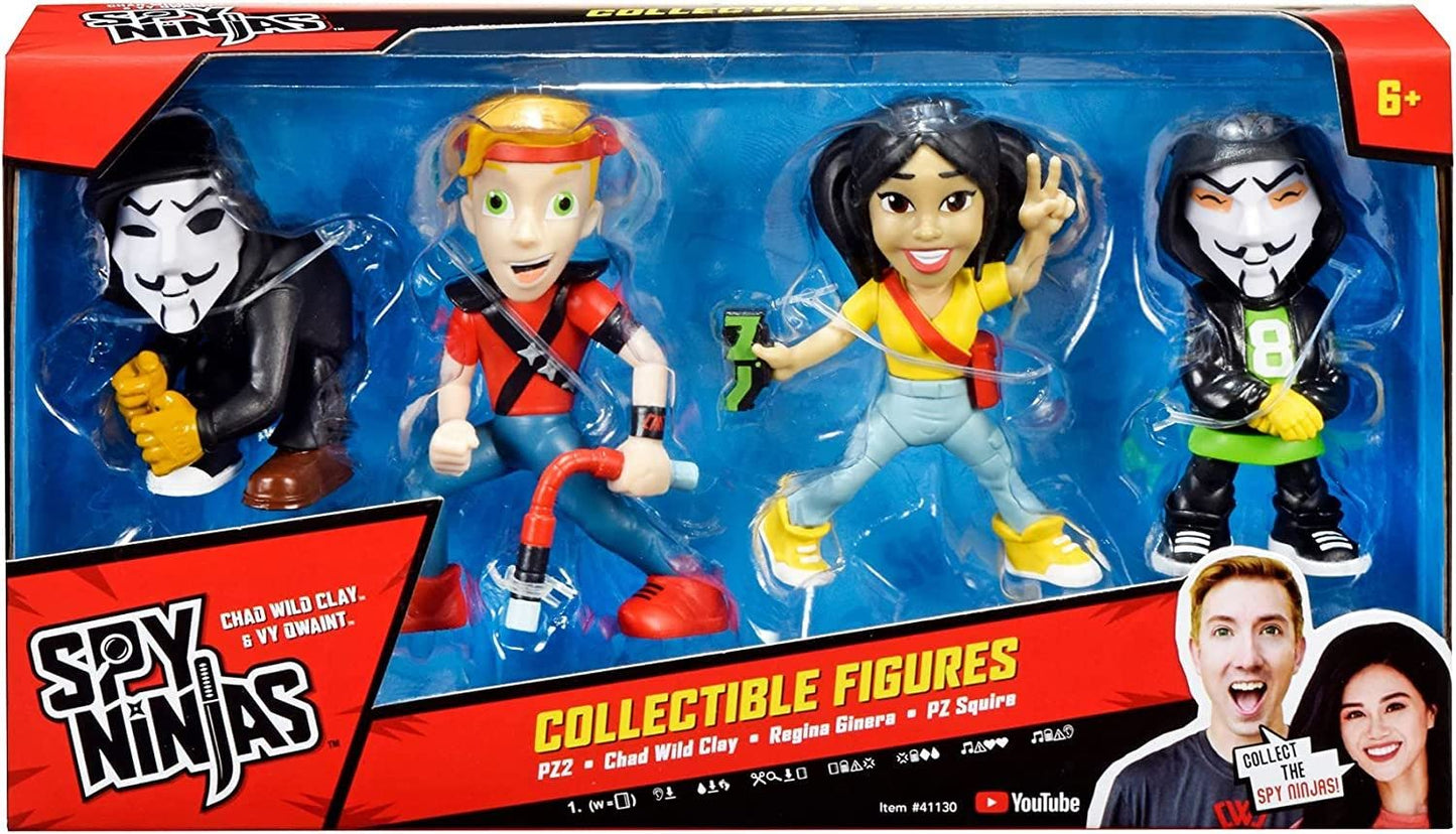 Spy Ninjas Collectible Figure 4-Pack – Chad, Regina, PZ 2 & PZ Squire, Multicolor (41130)