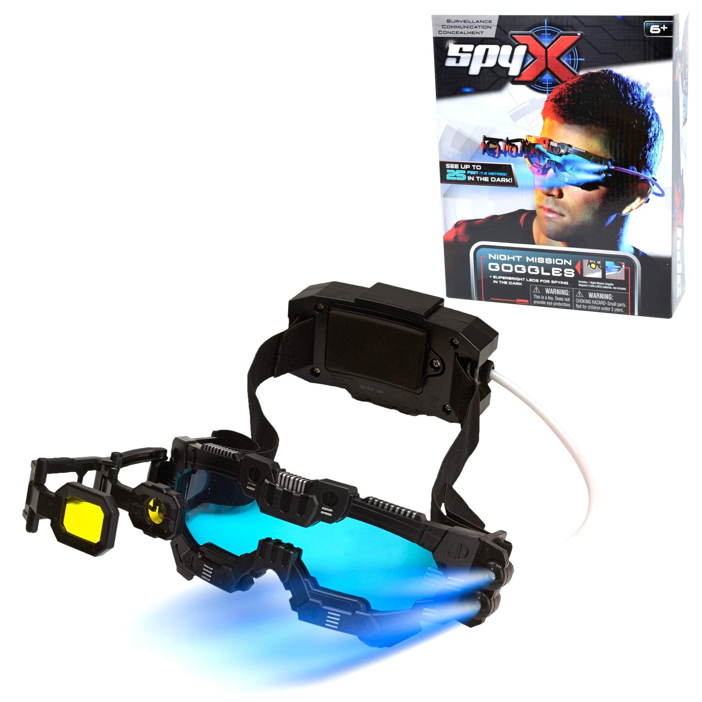 SpyX Night Mission Goggles – LED Beams, Flip-Out Scope, Adjustable Spy Glasses for Kids
