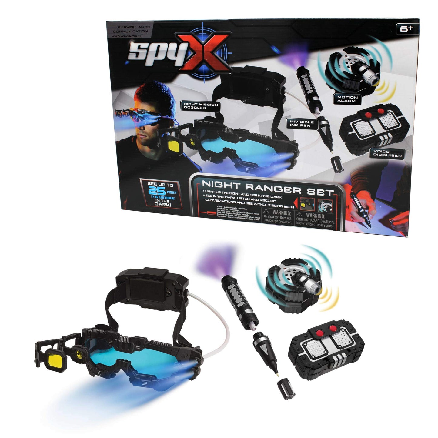 SpyX Night Ranger Set – Night Mission Goggles, Motion Alarm, Voice Disguiser & Invisible Ink Pen