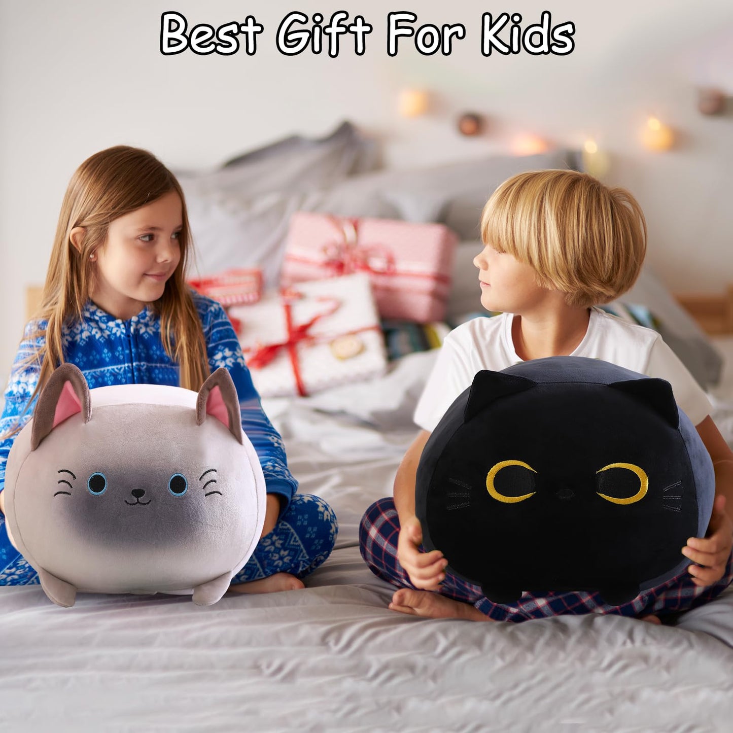SQEQE Black Cat Plush — 5-in-1 Kitty Plush with Removable Babies, Soft Pillow for Kids