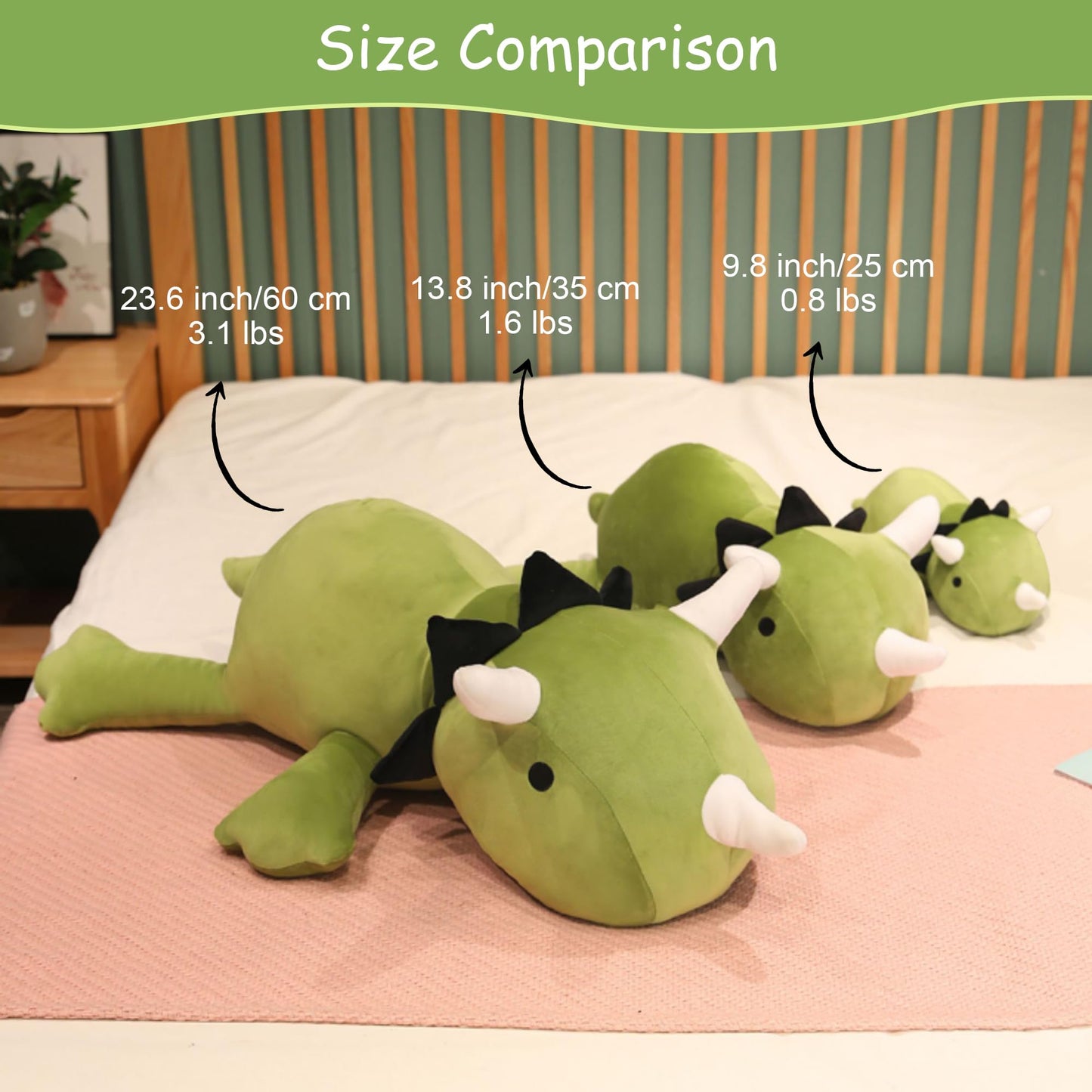 SQEQE Weighted Dinosaur Plush – 13.8-Inch Pillow Toy, Cozy Weighted Dinosaur Stuffed Animal