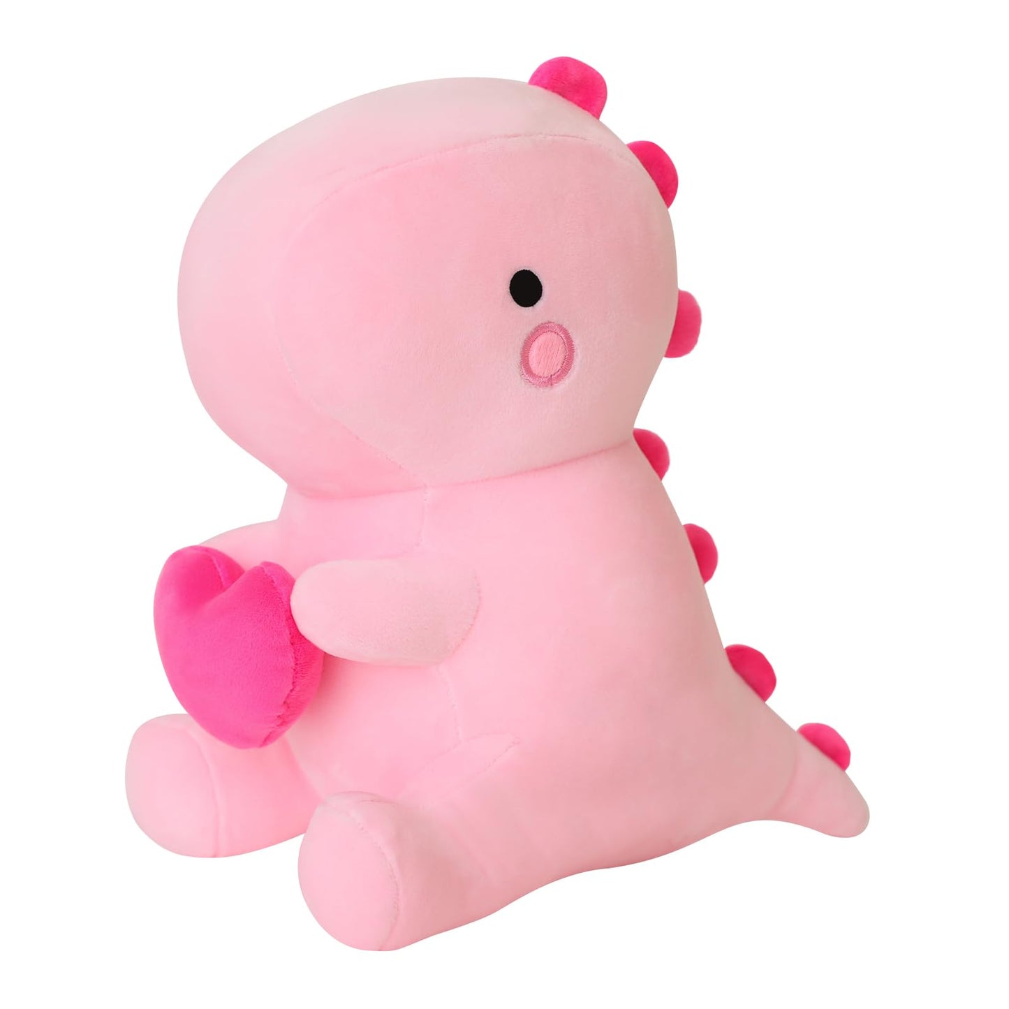 SQEQE Dinosaur Stuffed Animal with Heart — Pink Plush Dino, 12 inch, Gift for Her