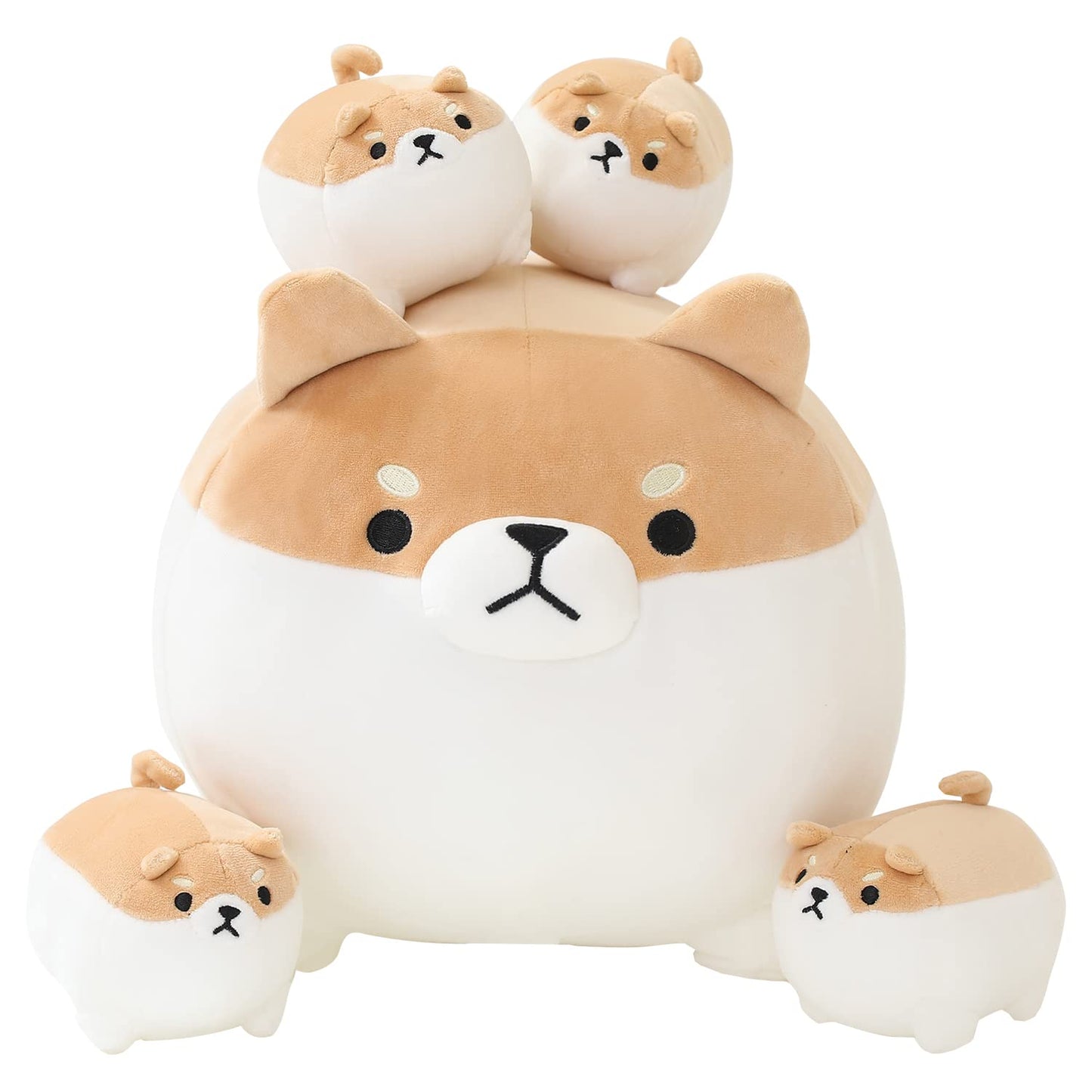 SQEQE Shiba Inu Plush with 4 Baby Pups Inside Belly – Soft Kids Toy