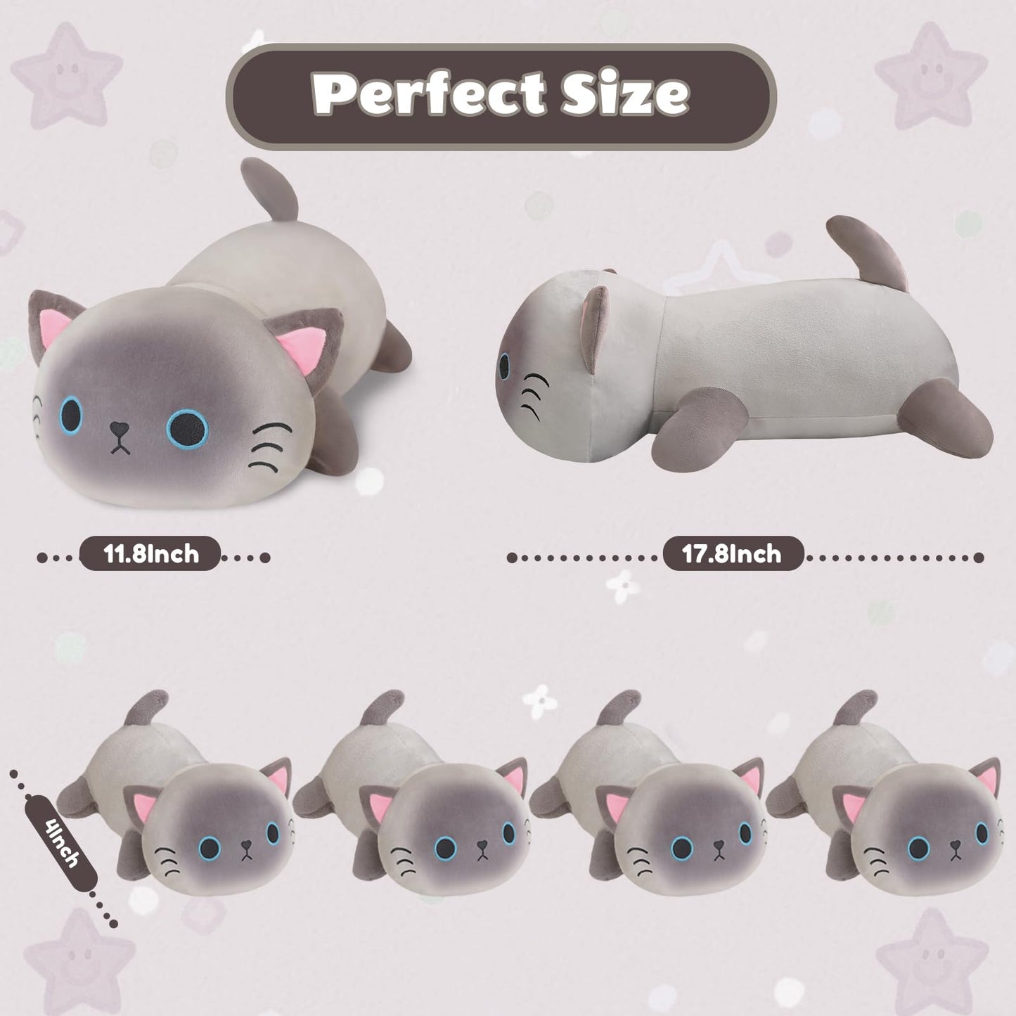 SQEQE Siamese Cat Plush 5-in-1 with 4 Babies — Soft Stuffed Animal Gift