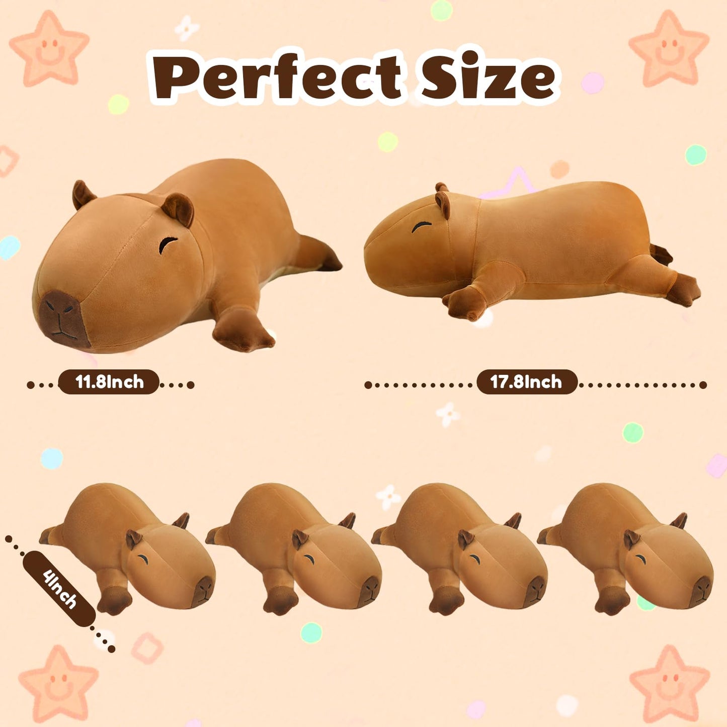 SQEQE Stuffed Capybara Plush – Mommy with 4 Babies Interactive Toy, Gift for Kids