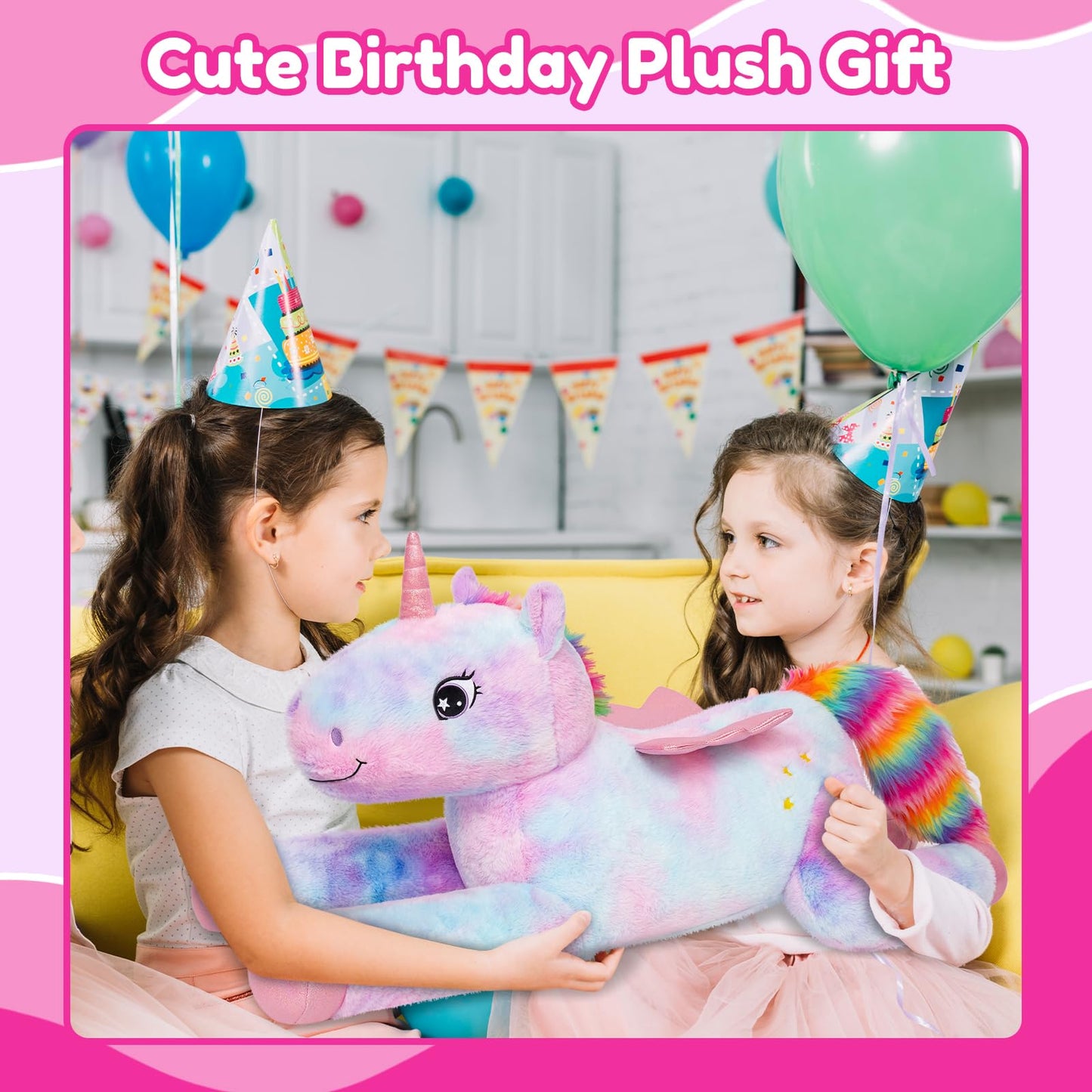 SQEQE Giant Unicorn Stuffed Animal 43-Inch - Big Plush Toy for Kids & Adults