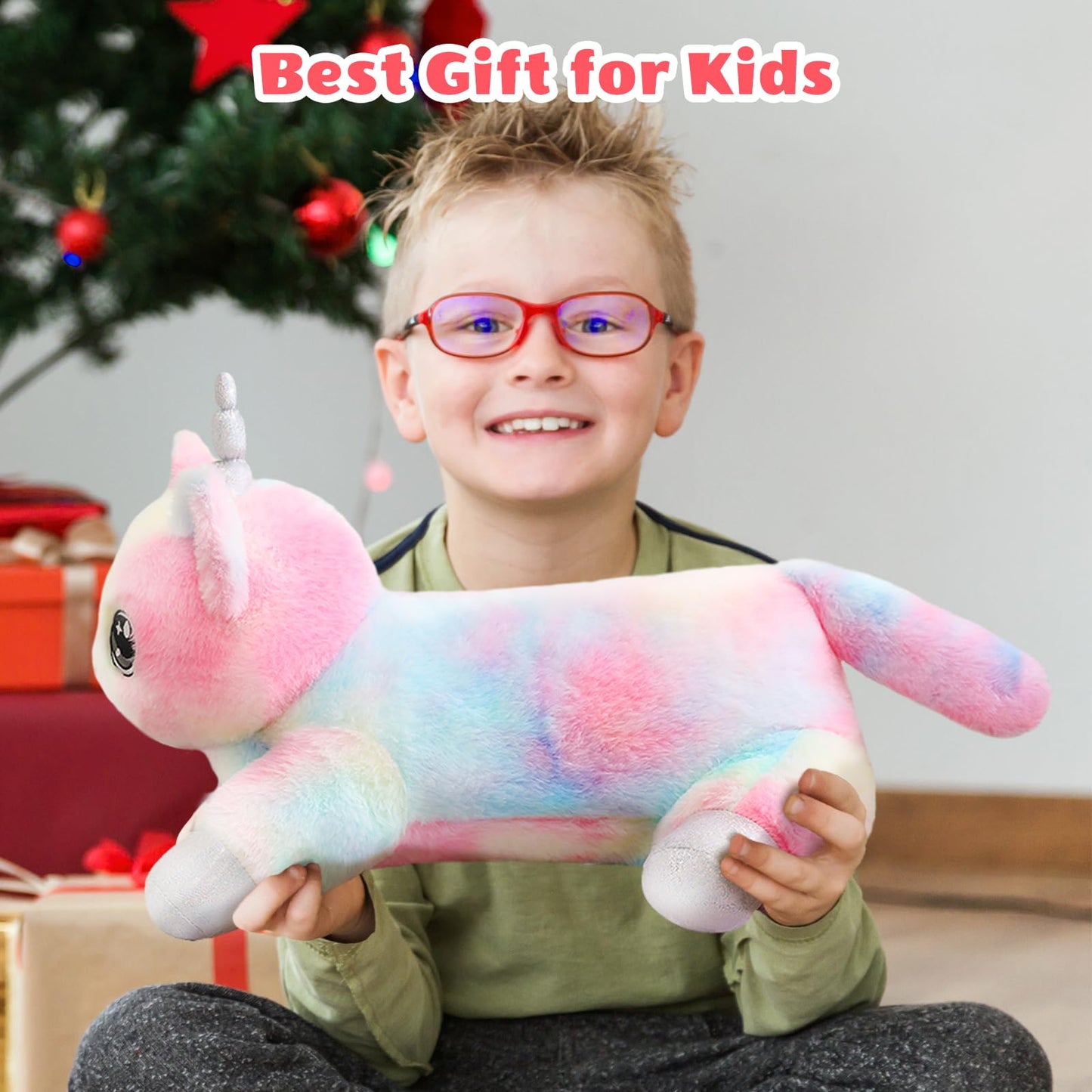 SQEQE Unicorn Cat Plush Mommy with 4 Babies – 5-in-1 Cuddly Family Toy