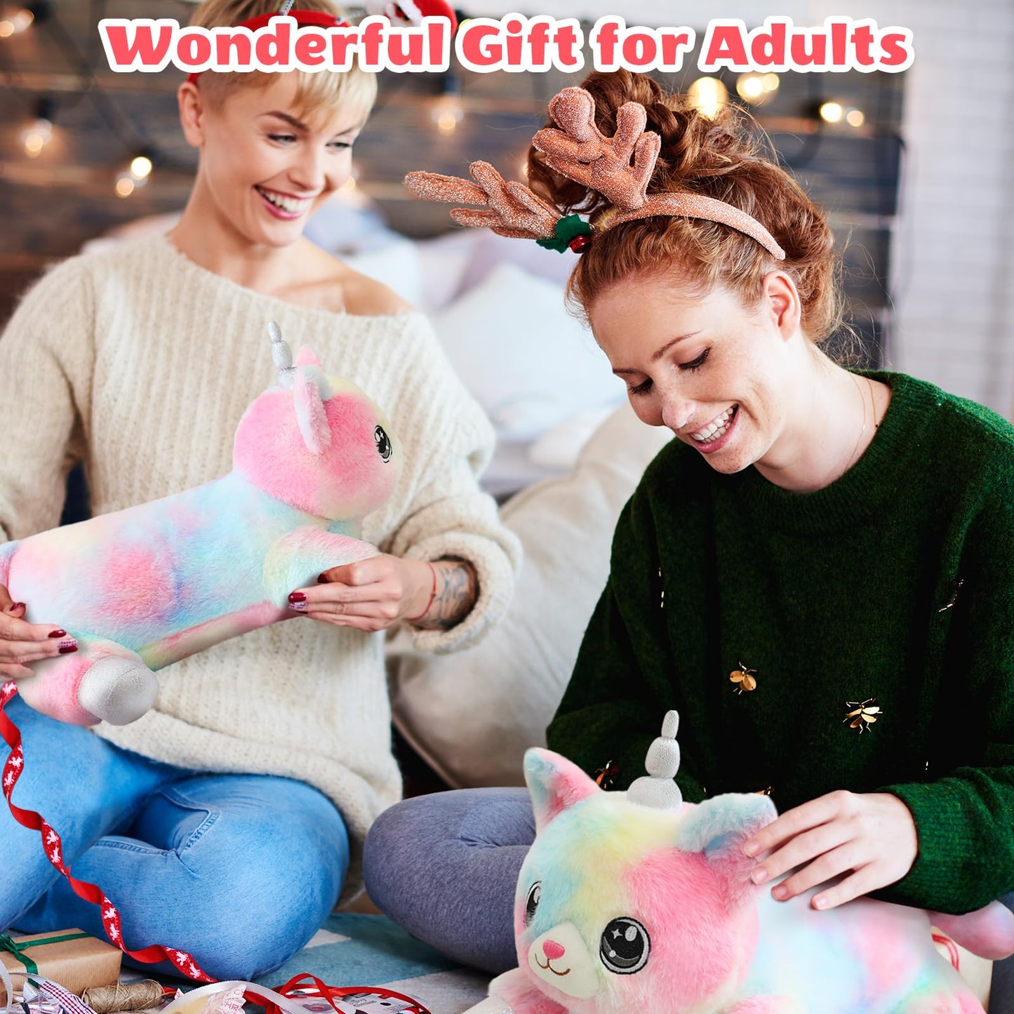 SQEQE Unicorn Cat Plush Mommy with 4 Babies – 5-in-1 Cuddly Family Toy