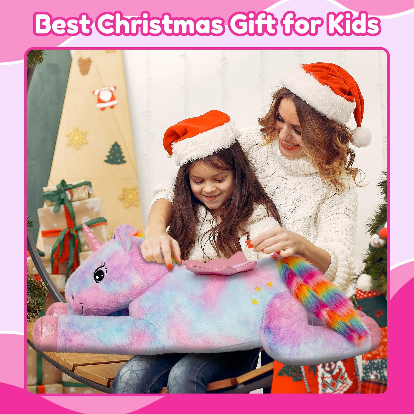 SQEQE Giant Unicorn Stuffed Animal 43-Inch - Big Plush Toy for Kids & Adults