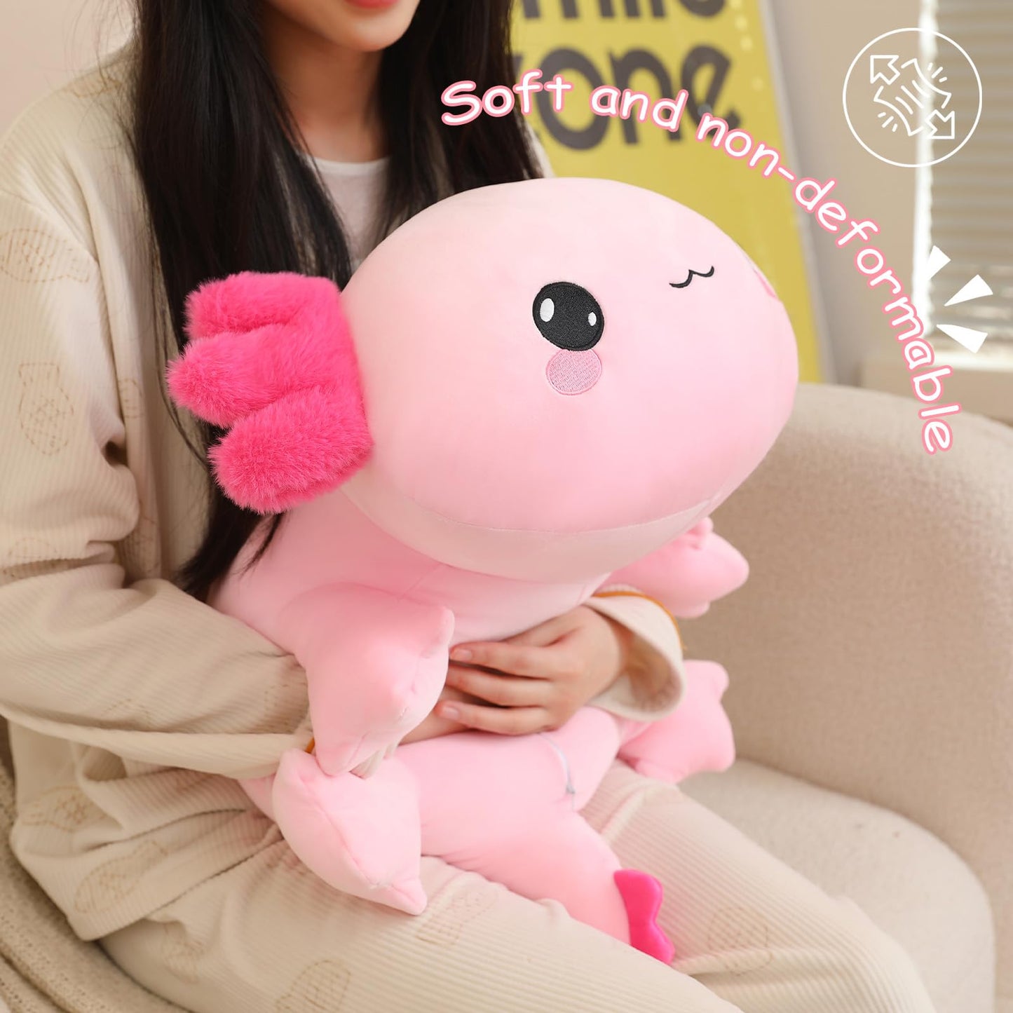 SQEQE Weighted Axolotl Plush — Soft Pink 13.8 Inch, 1.6 Lbs