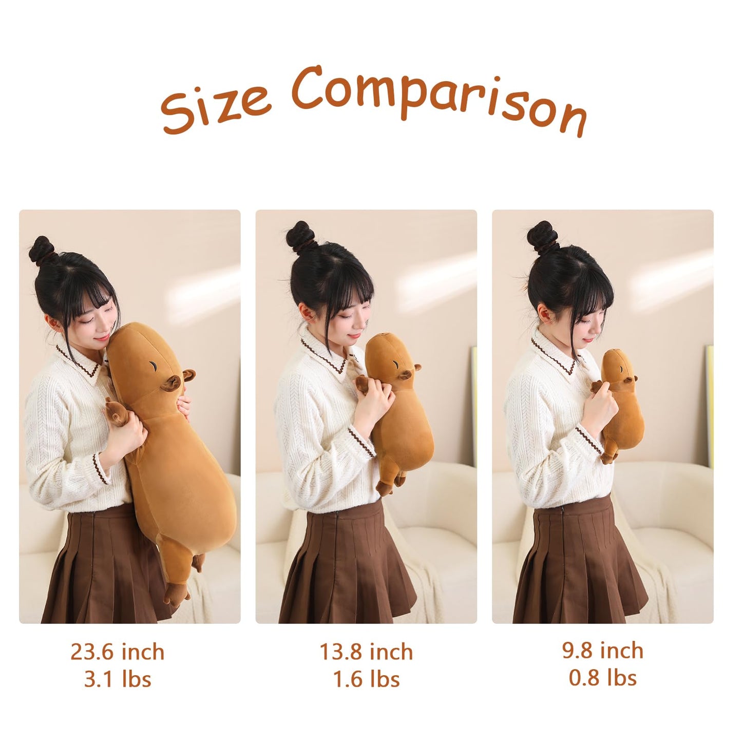 SQEQE Weighted Capybara Plush 13.8 Inch - Cozy Weighted Stuffed Animal Pillow