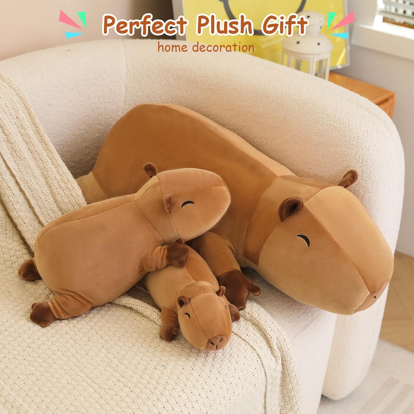 SQEQE Weighted Capybara Plush 13.8 Inch - Cozy Weighted Stuffed Animal Pillow