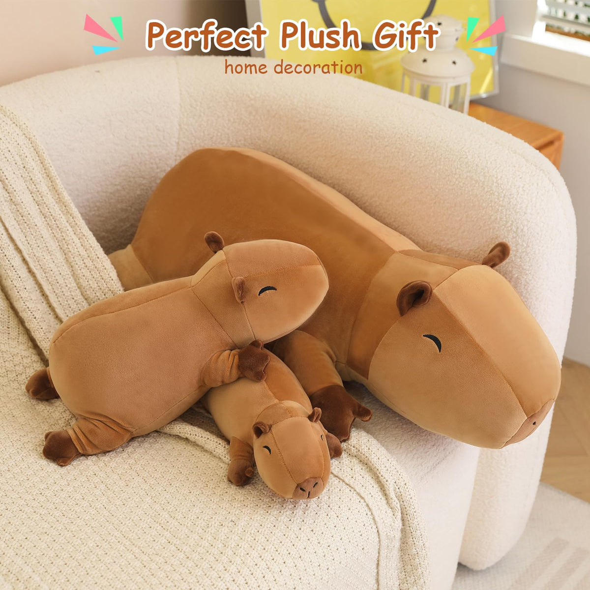 SQEQE Weighted Capybara Plush – 23.6-Inch Soft Pillow Toy, 3.1 Lbs