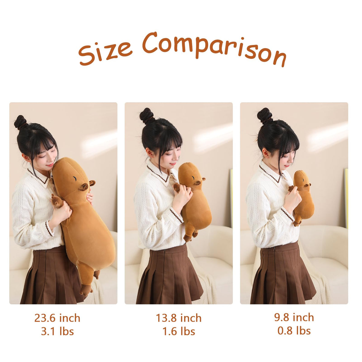 SQEQE Weighted Capybara Plush – 23.6-Inch Soft Pillow Toy, 3.1 Lbs
