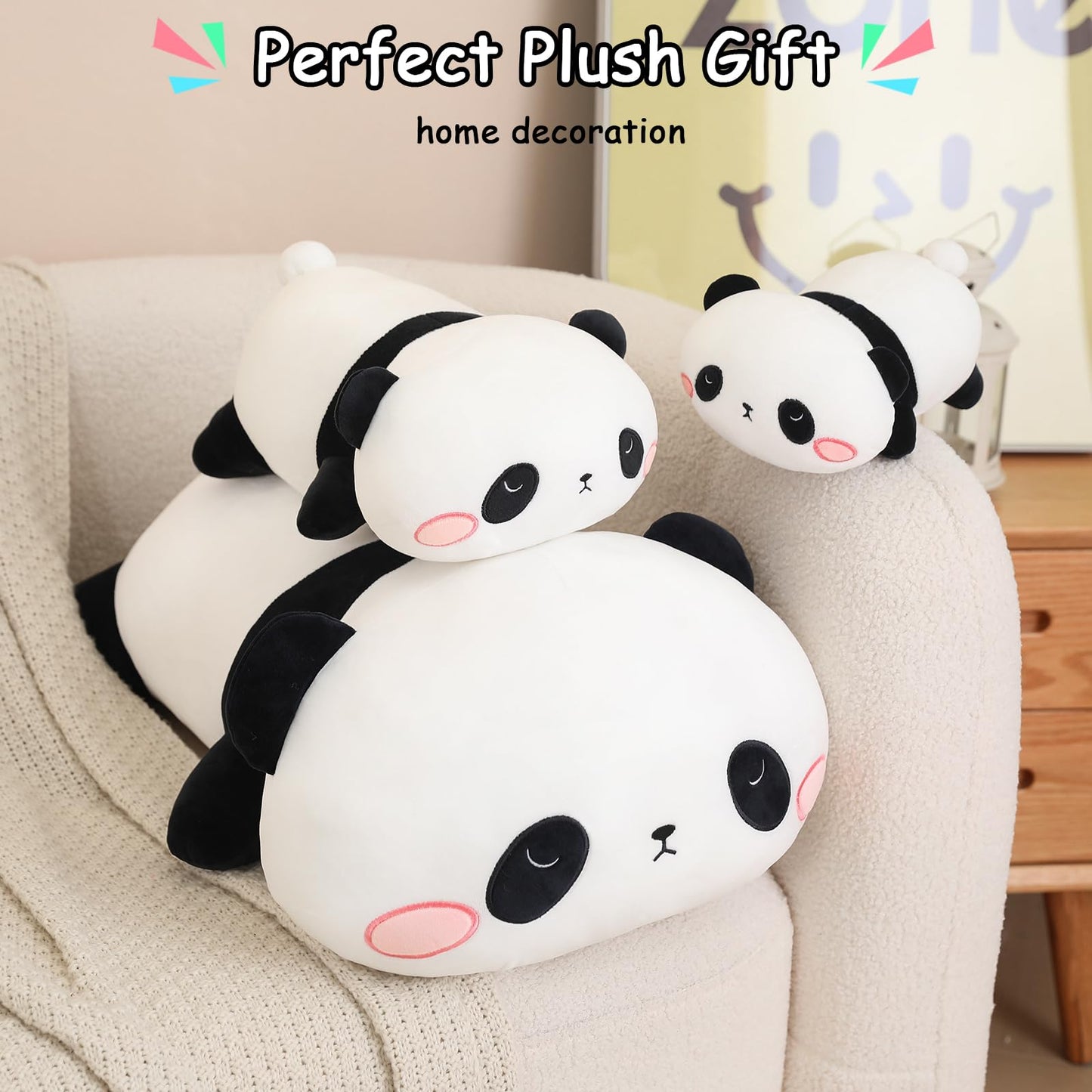 SQEQE Weighted Panda Plush — 23.6 Inch Weighted Bear Pillow with Soft Beads