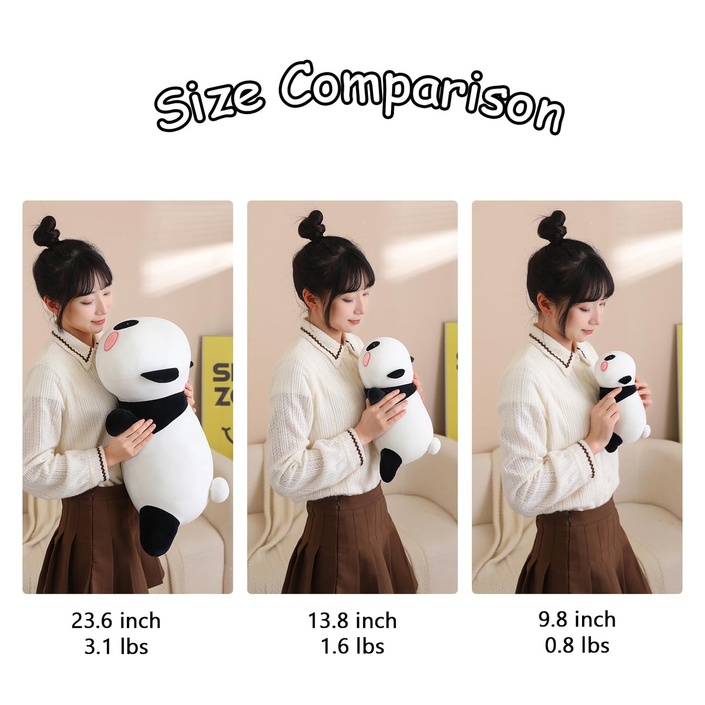 SQEQE Weighted Panda Plush — 23.6 Inch Weighted Bear Pillow with Soft Beads