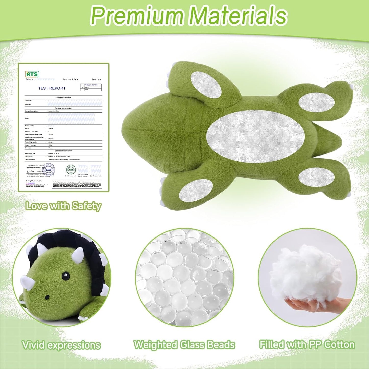 SQEQE Weighted Triceratops Plush — 23.6 Inch Huggable Dinosaur