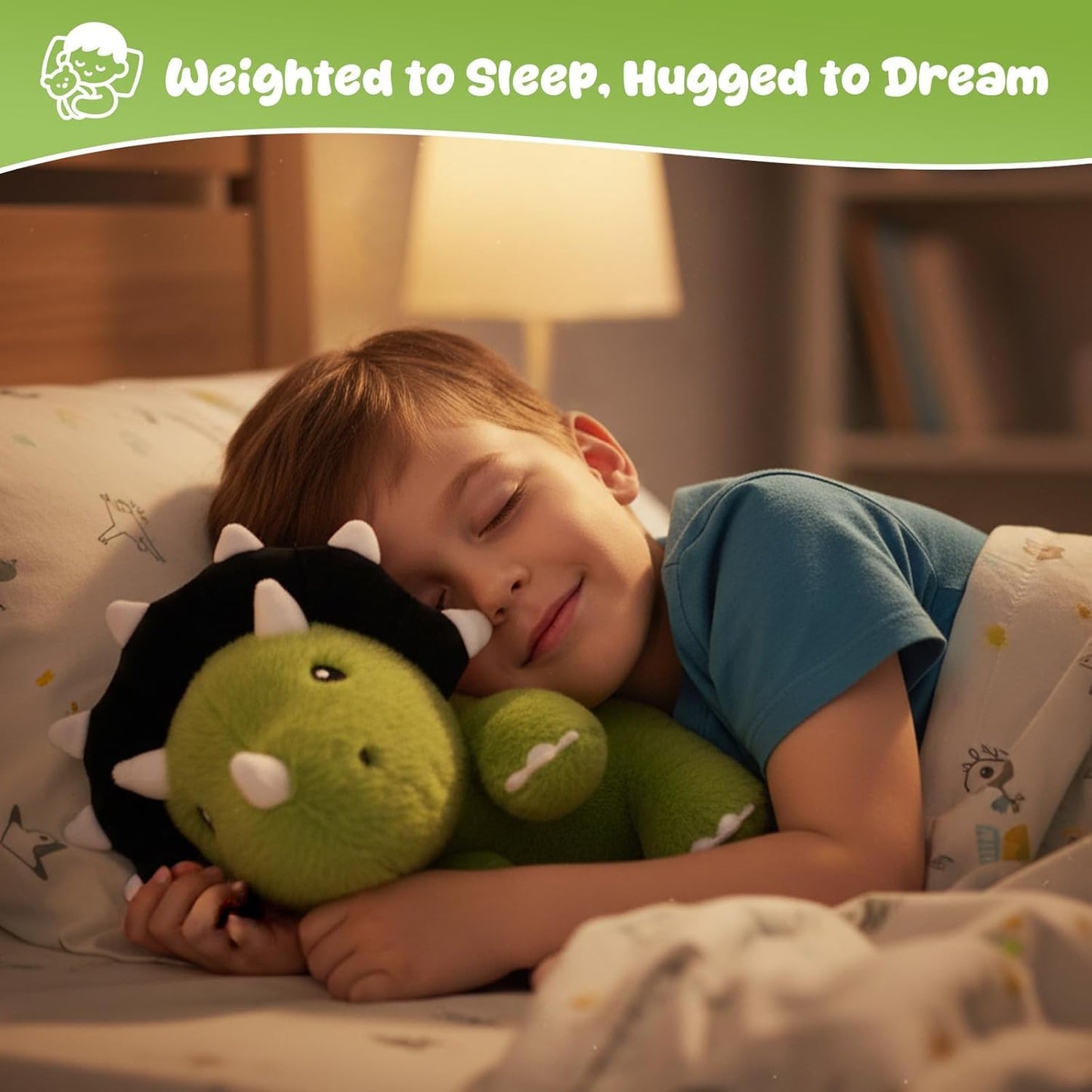 SQEQE Weighted Triceratops Plush — 23.6 Inch Huggable Dinosaur