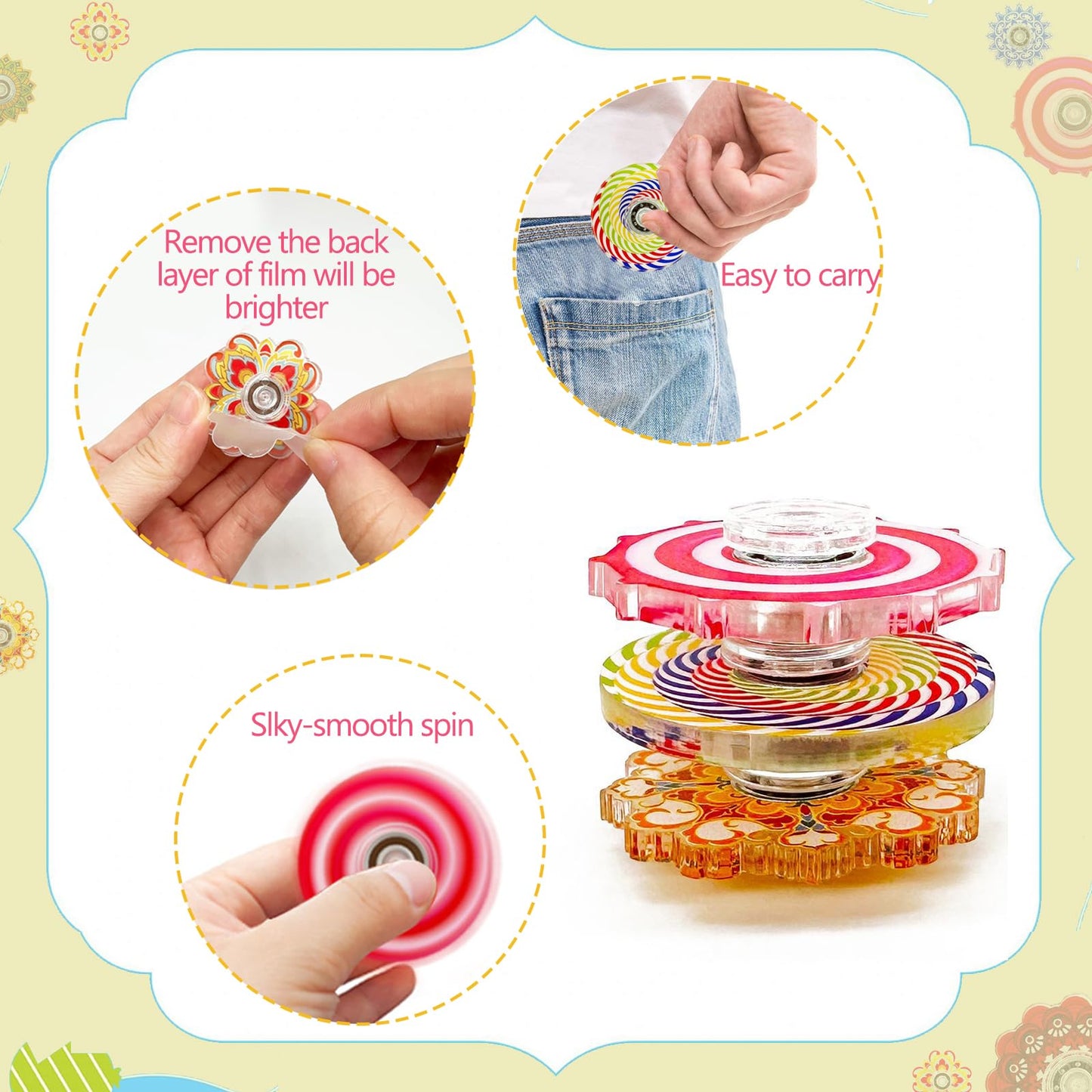 Sqlhrke 40 Pack Mini Fidget Spinners – Stress Relief Sensory Toys for All Ages | Party Favors & Classroom Prizes