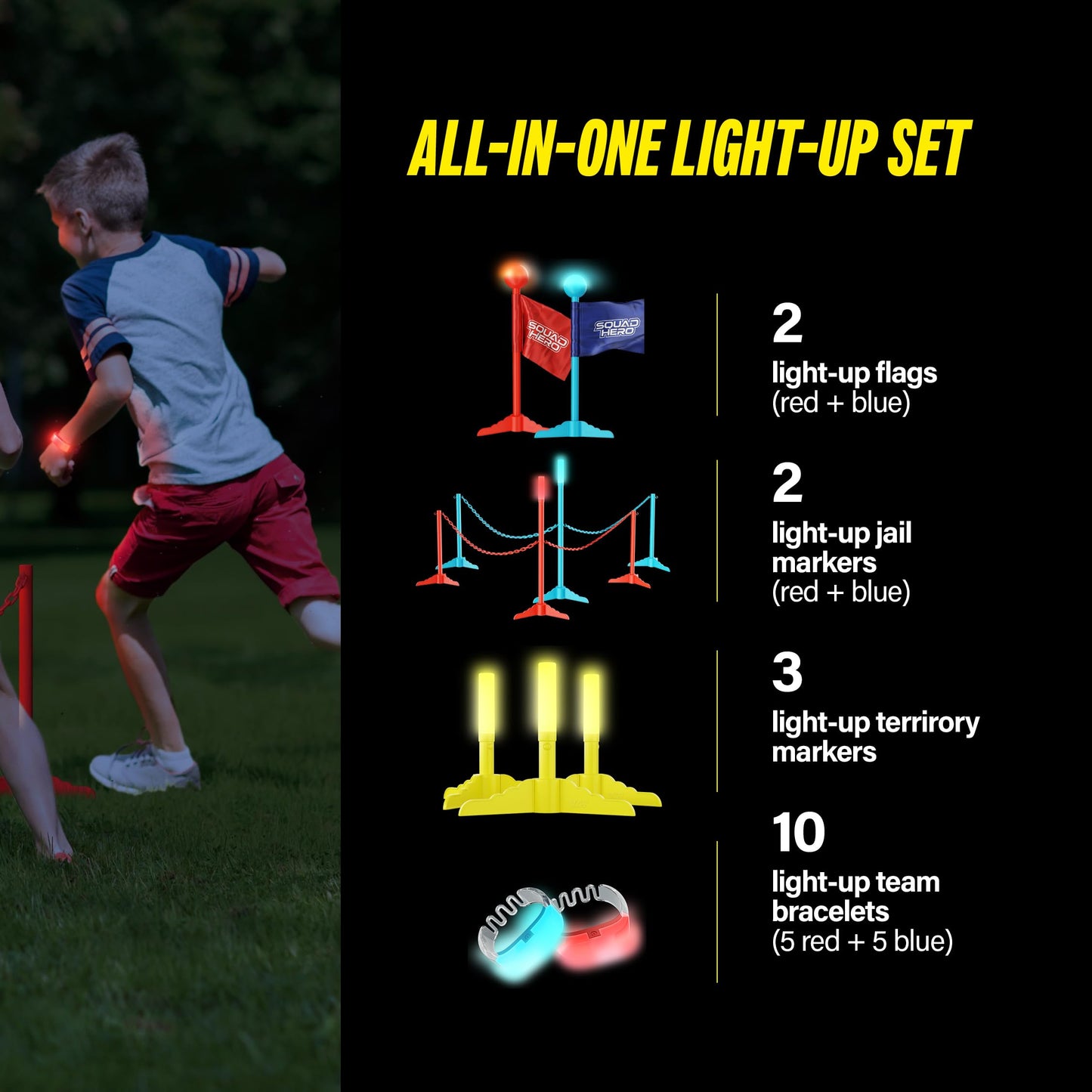 Squad Hero Capture the Flag Glow-in-the-Dark Game Set – Outdoor Night Play