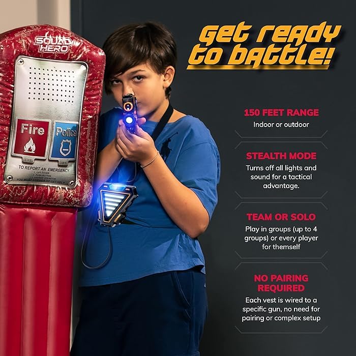 Squad Hero Rechargeable Laser Tag – 4-Set LightForce Gear for Kids, Teens & Adults
