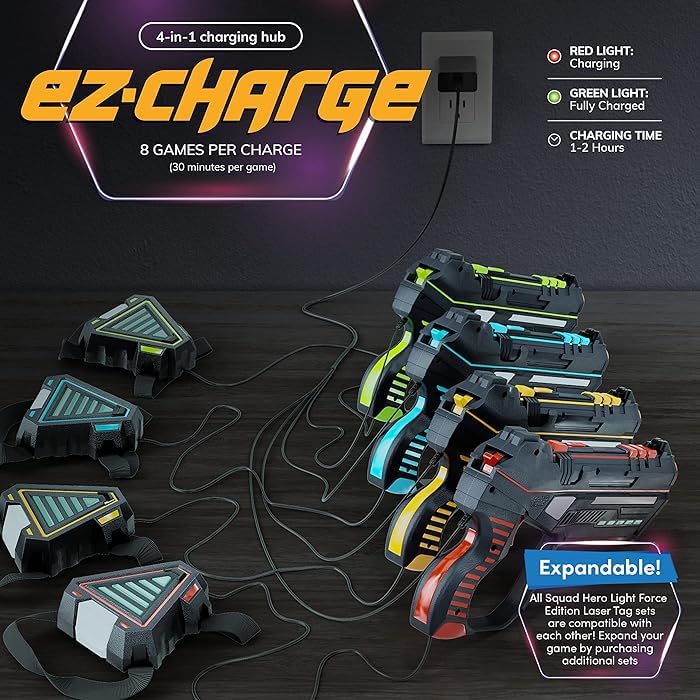 Squad Hero Rechargeable Laser Tag – 4-Set LightForce Gear for Kids, Teens & Adults